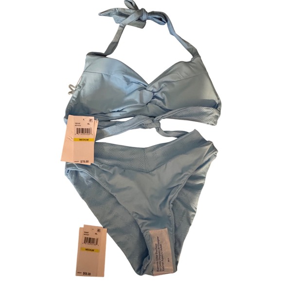 BECCA Twist Halter Bikini‎ Top  & Twist Hipster Bikini Bottom Size Medium - Picture 9 of 9